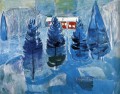 red house and spruces 1927 Edvard Munch
